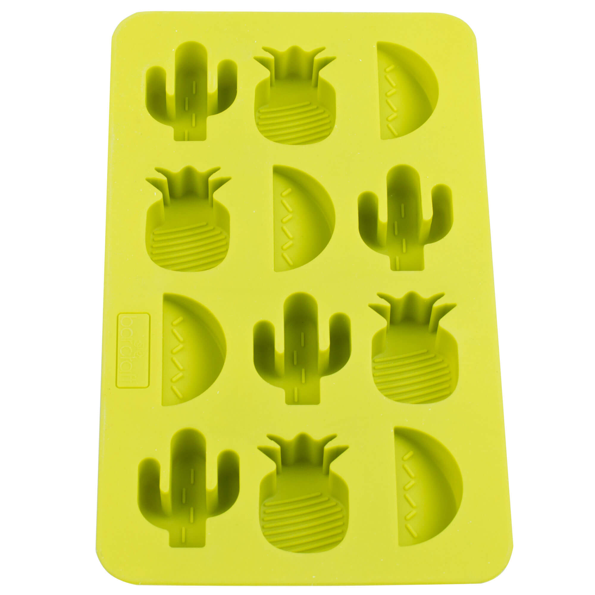 Moule à glaçons Tropical, silicone, vert - cactus, ananas, melon