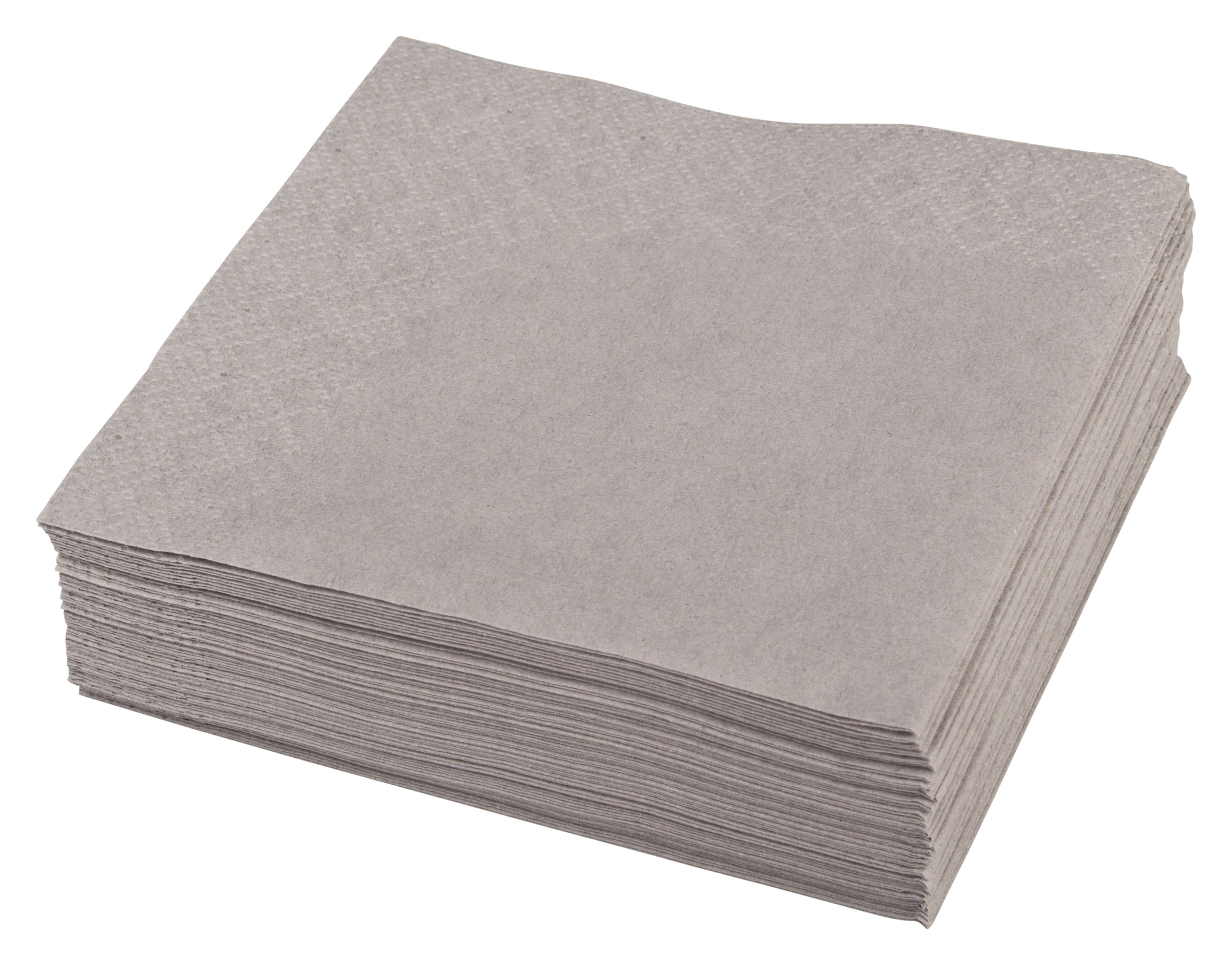 Serviettes cocktail, 24x24cm, 1/4 pli, 2 plis - gris (300 pcs.)