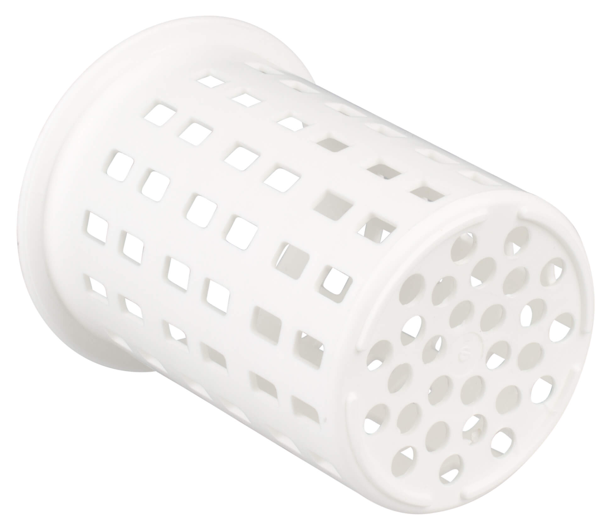 Panier de lavage rond pour couverts, plastique blanc - 11x13,5cm