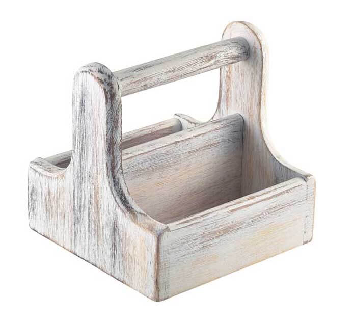 Table Caddy / Bar Organizer, bois, blanc - 15x15,3x15cm