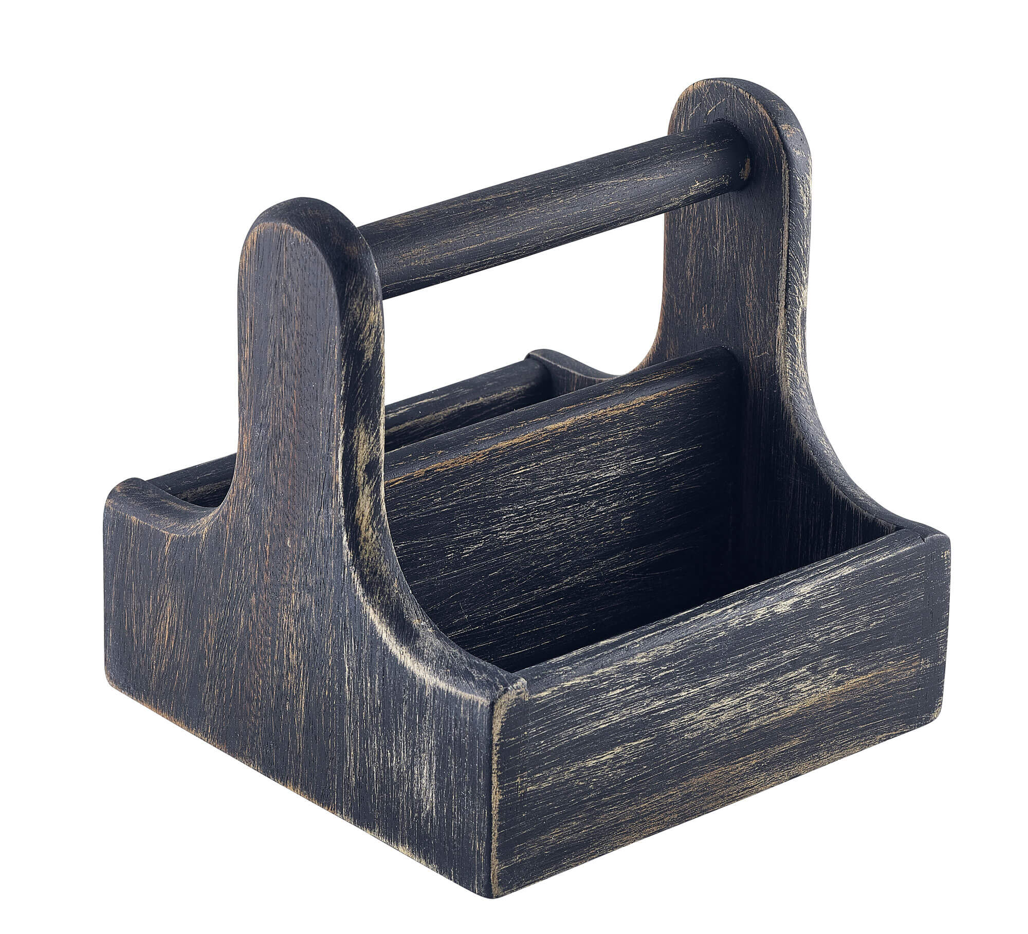 Table Caddy / Bar Organizer, bois, noir - 15x15,3x15cm