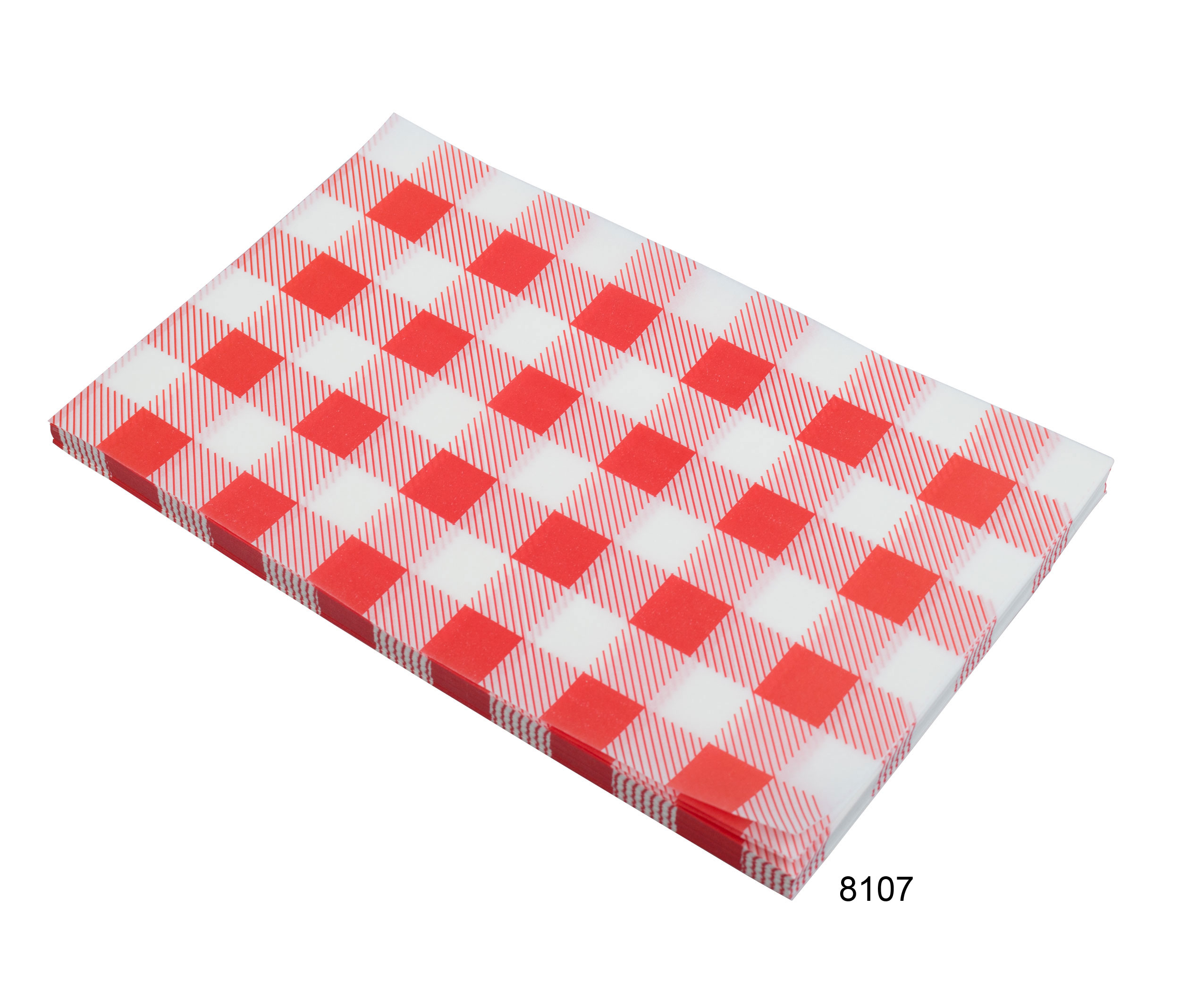 Papier d'emballage imperméable aux graisses, carreau rouge - 19x31cm (200 pcs.)