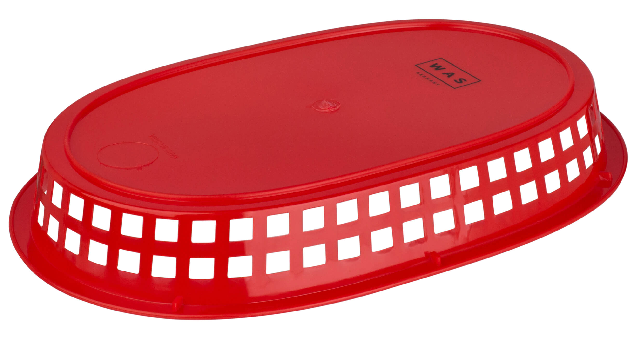 Corbeille de table rouge, PE, ovale - 27x17,5x3,5cm