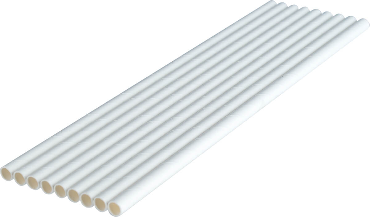 Pailles en papier (6x200mm) - blanc (500 pcs)