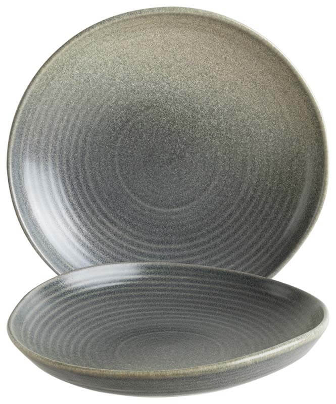 Bonna Hornfels Assiette creuse Ripple 19cm gris - 6 pièces