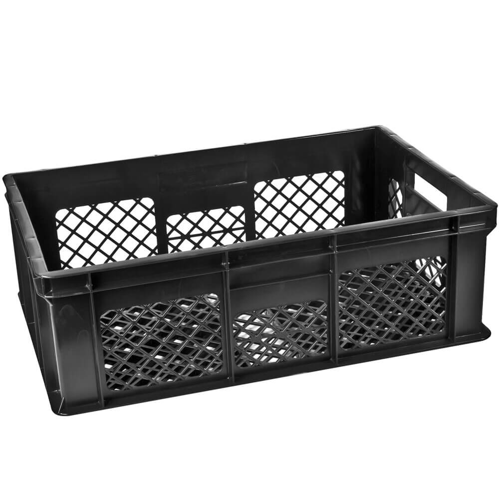 Caisse de transport de verres noire grillagée - 184mm