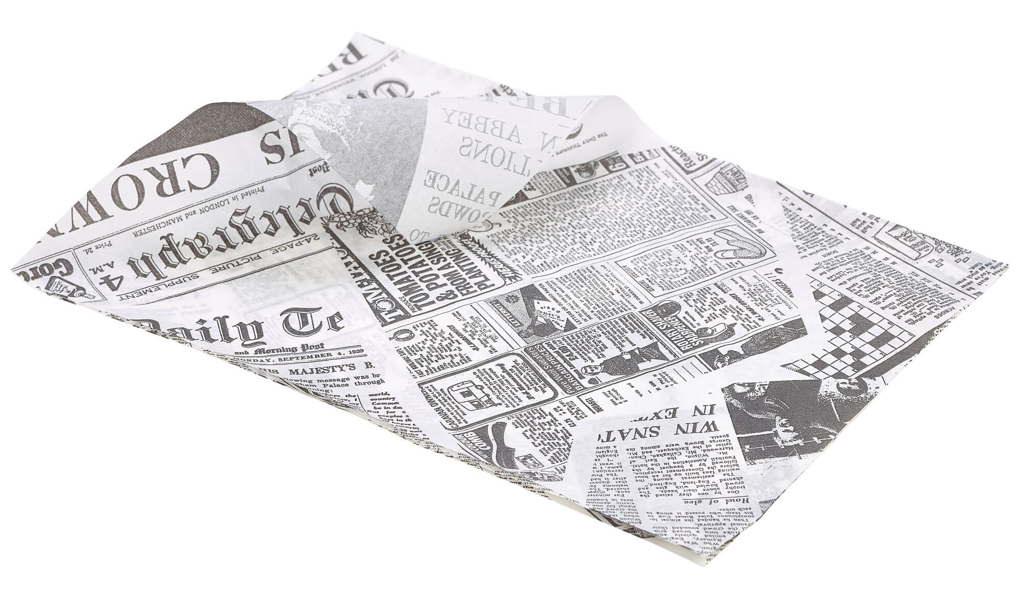 Papier d'emballage imperméable aux graisses, Newspaper blanc - 35x25cm (1000 pcs.)