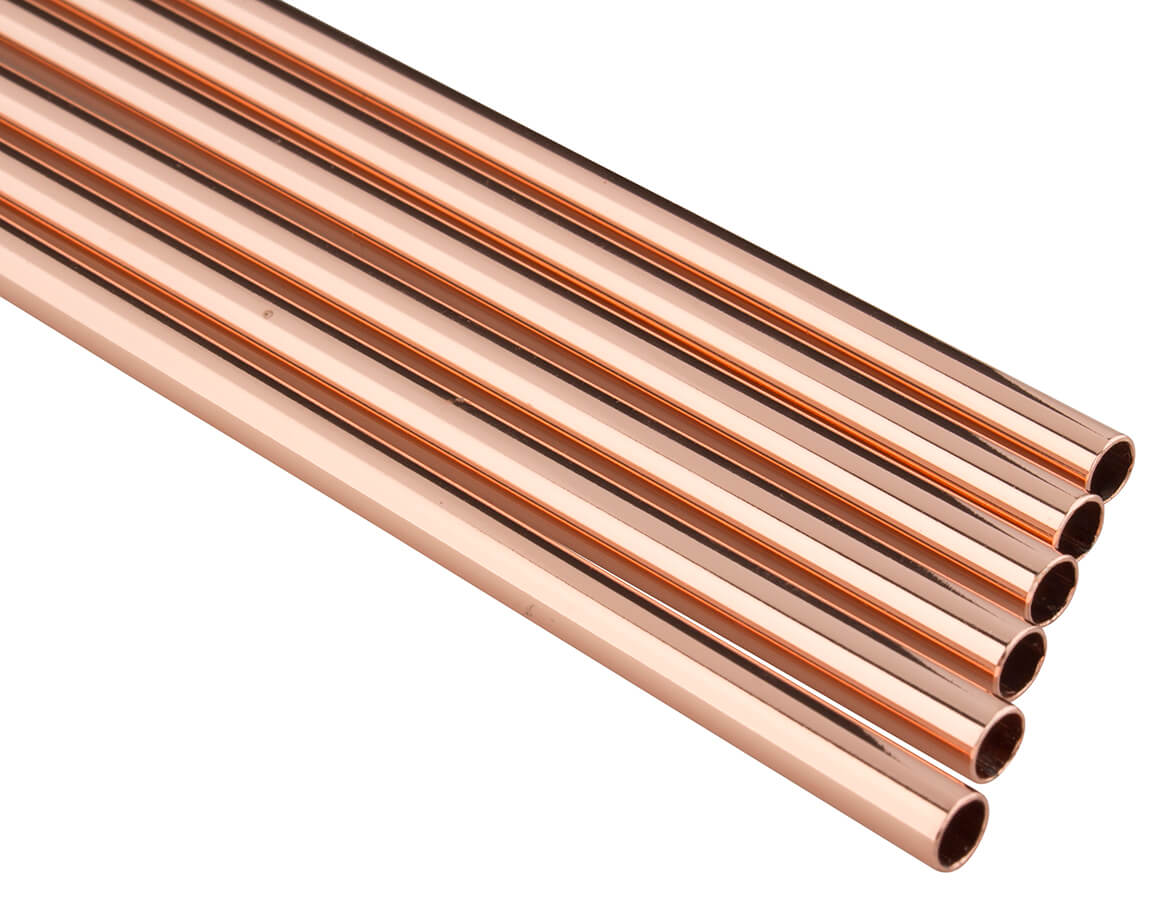 Pailles, acier inoxydable (5x230mm) - cuivre (6 pcs.)