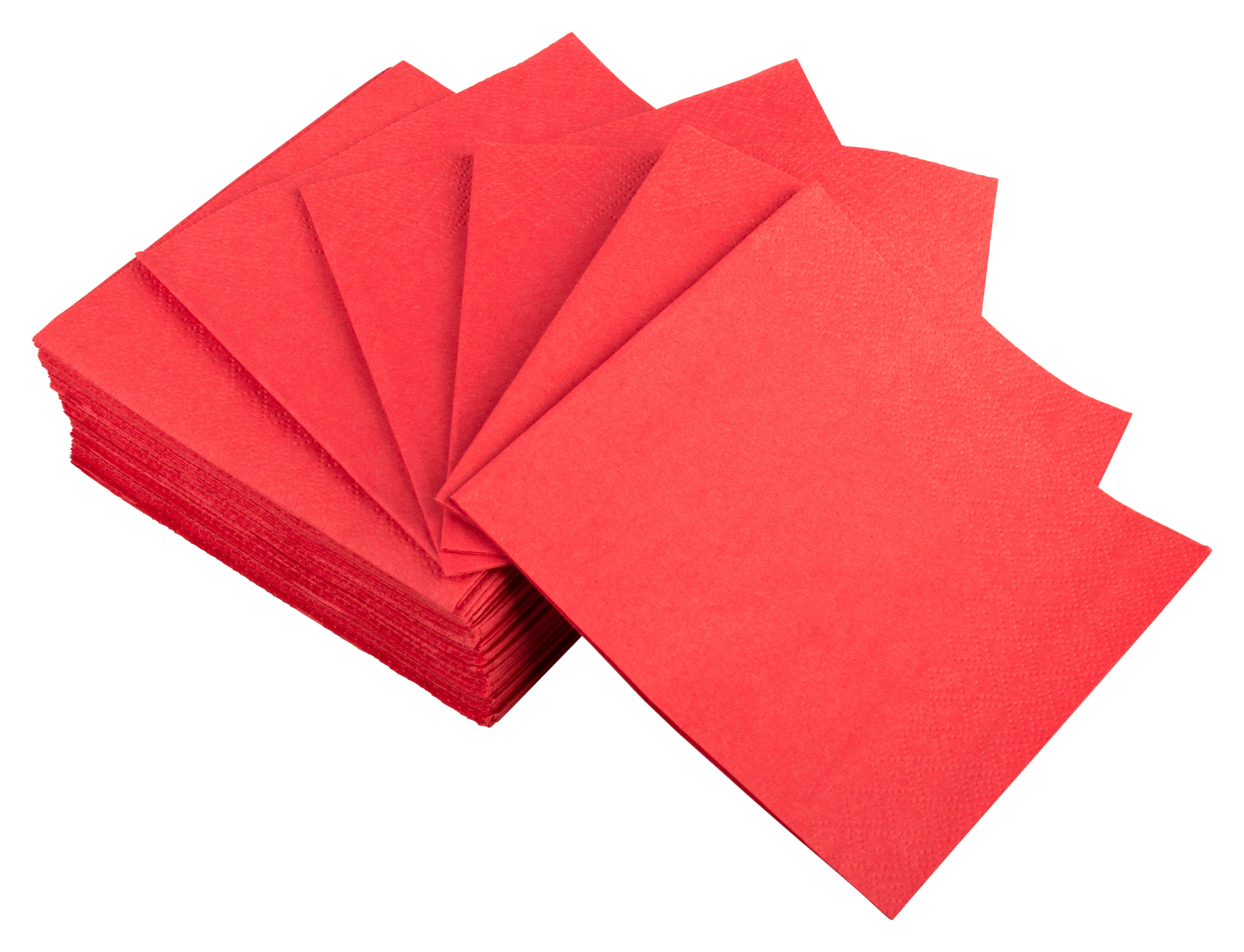 Serviettes cocktail, 24x24cm, 1/4 pli, 2 plis - rouge (300 pcs.)