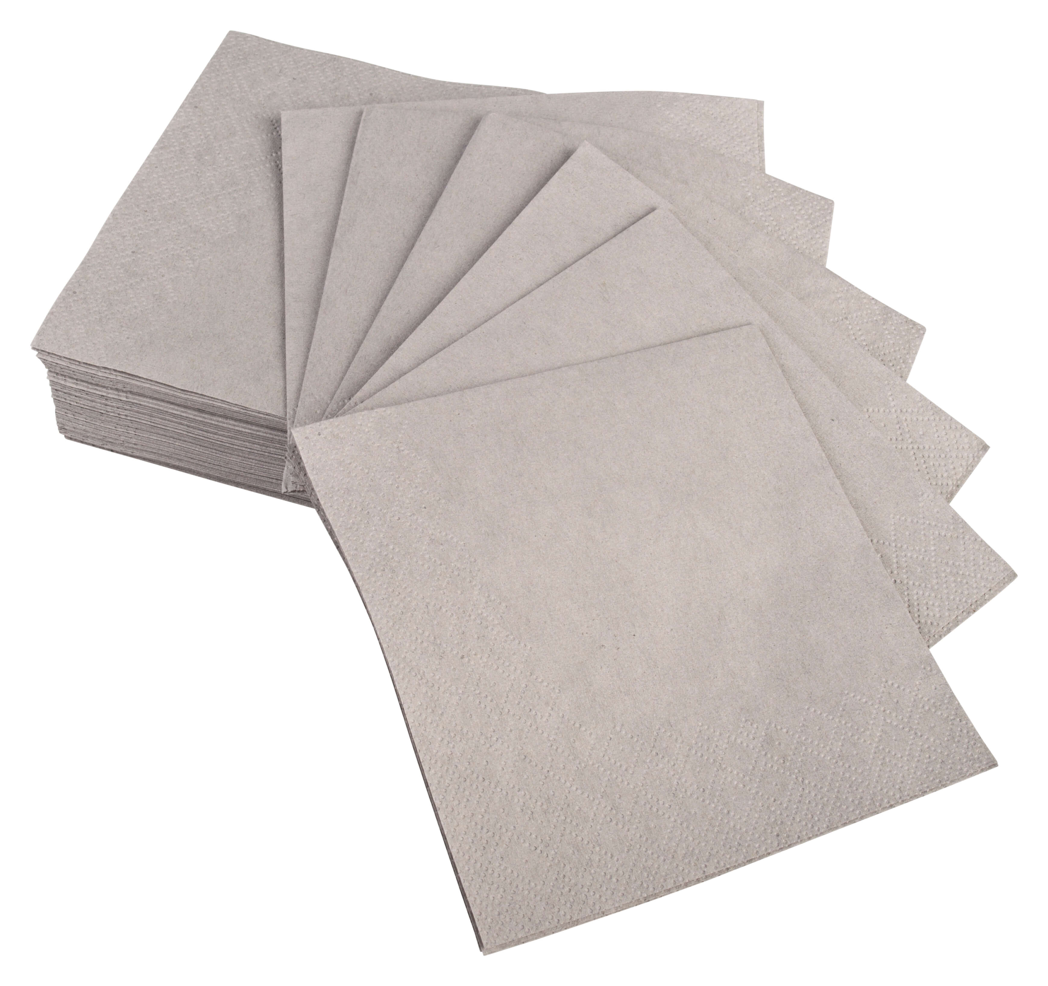 Serviettes cocktail, 24x24cm, 1/4 pli, 2 plis - gris (300 pcs.)