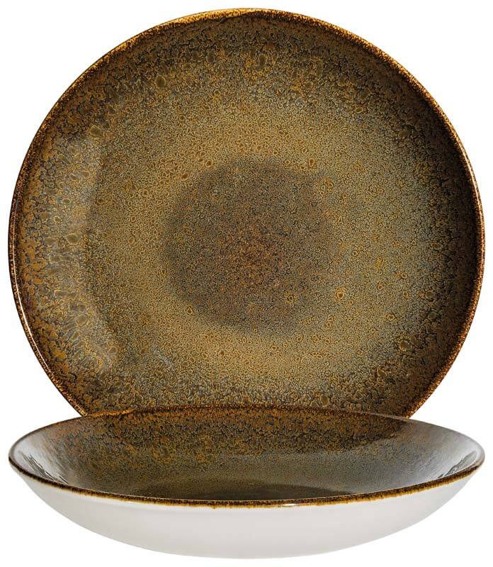 Bonna Ore Tierra Bloom Assiette creuse 23cm, 100cl marron - 6 pièces