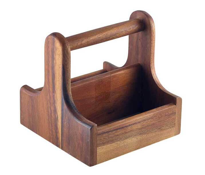 Table Caddy / Bar Organizer, bois, foncé - 15x15,3x15cm