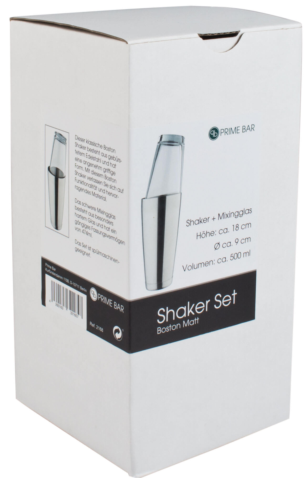 Boston Shaker Set, Prime Bar - Acier inoxydable mat (500ml)