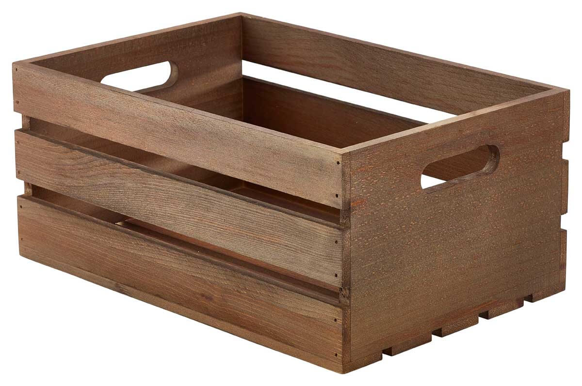 Caisse en bois, Dark Rustic Braun - 34x23x15cm