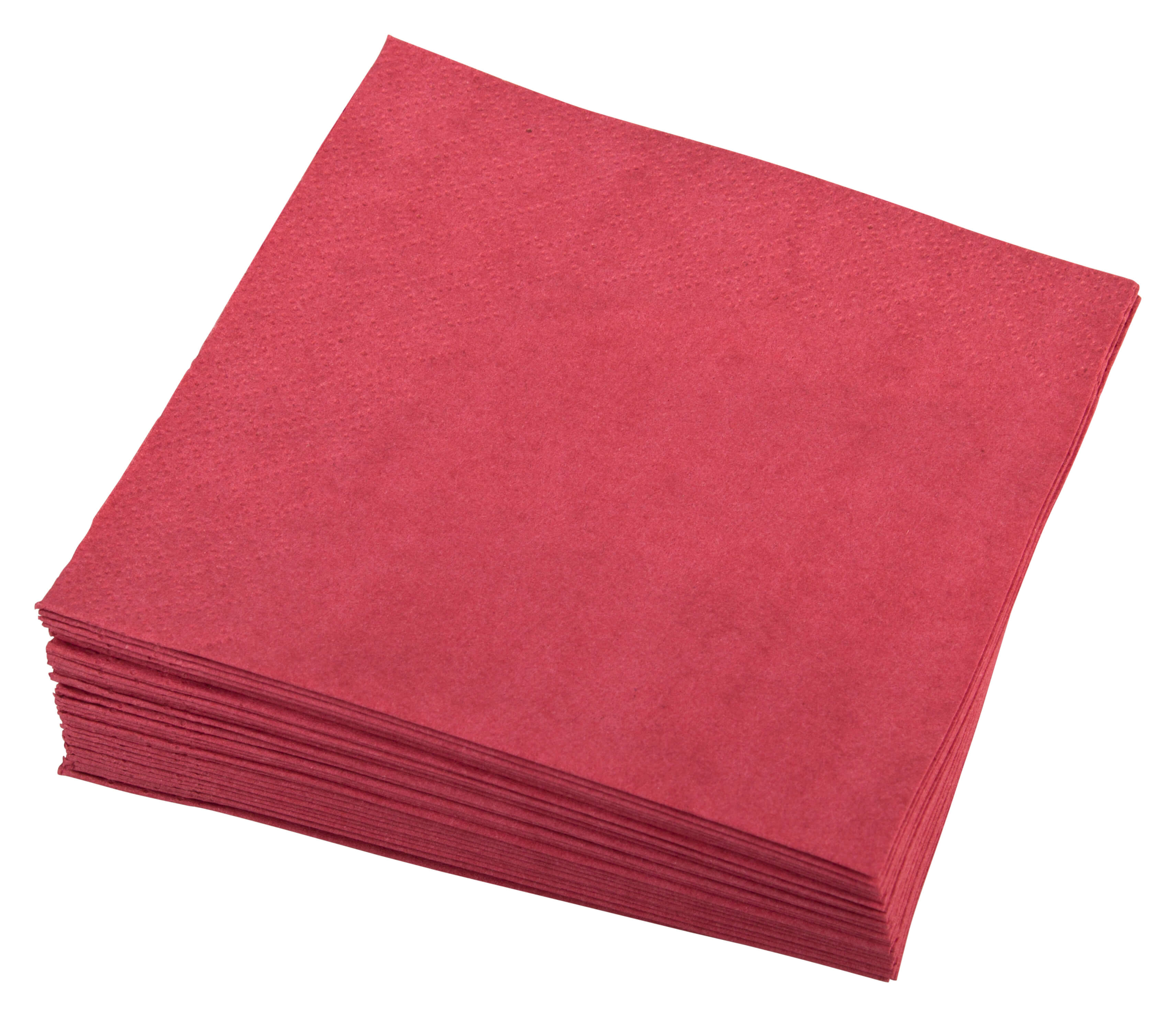 Serviettes cocktail, 24x24cm, 1/4 pli, 2 plis - bordeaux (300 pcs.)