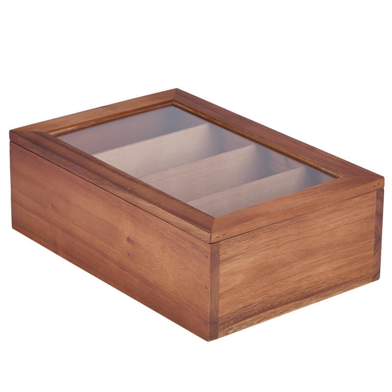 Coffret à thé en bois d'acacia - 30x20x10 cm