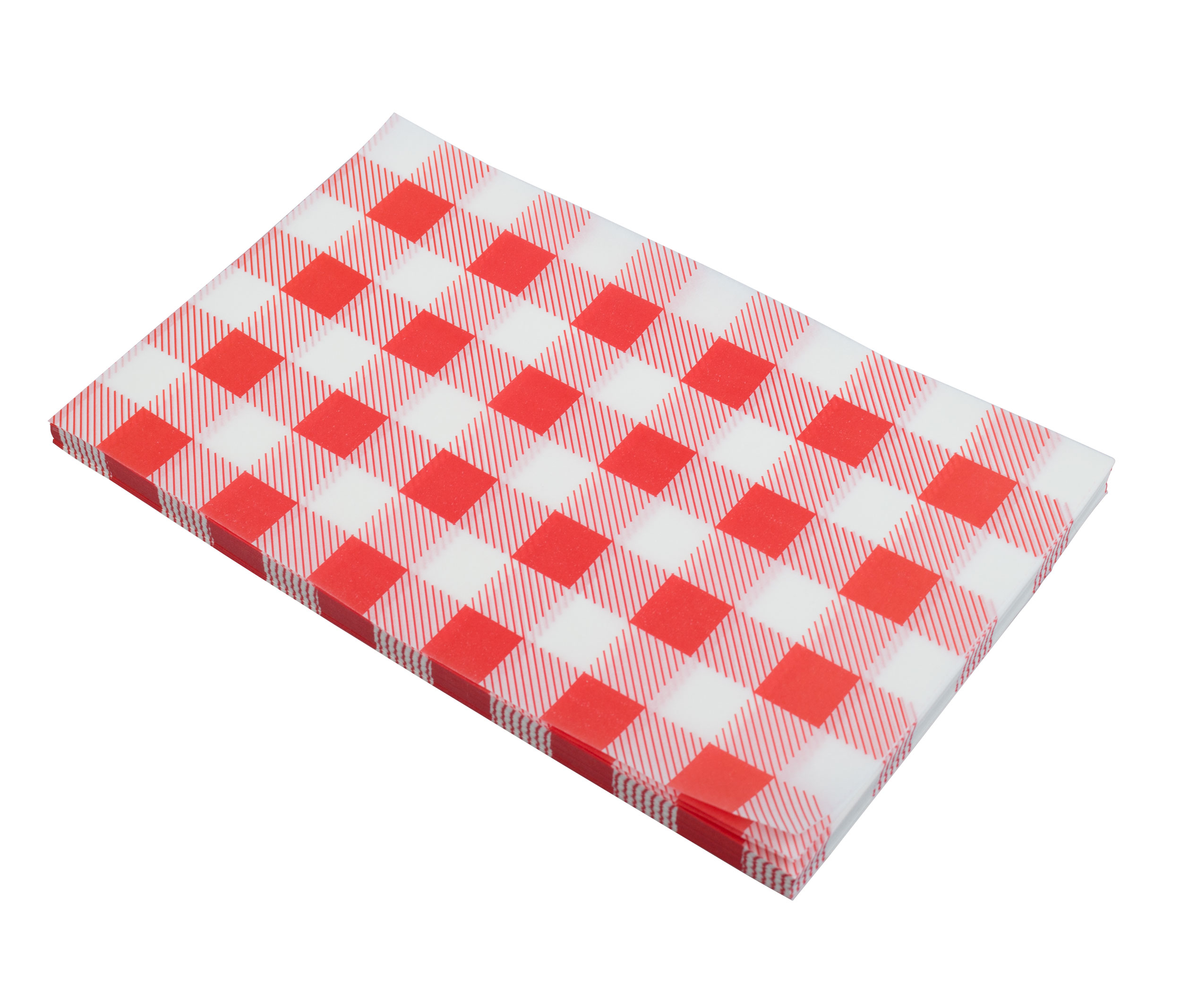 Papier d'emballage imperméable aux graisses, carreau rouge - 19x31cm (200 pcs.)