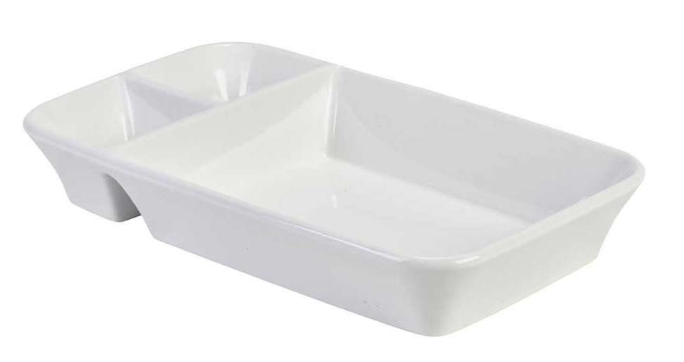 Plateau en trois parties, porcelaine, blanc (1 pce)