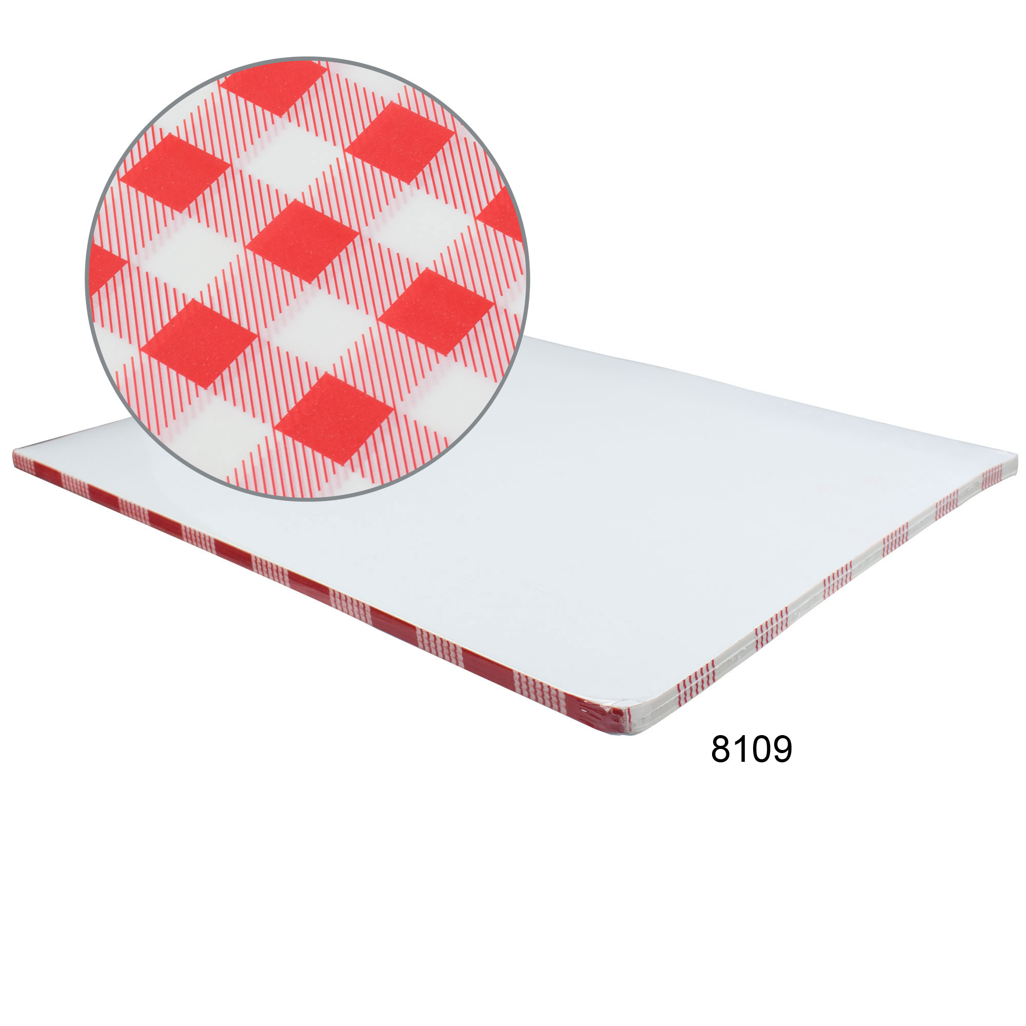 Papier d'emballage imperméable aux graisses, carreau rouge - 19x31cm (200 pcs.)