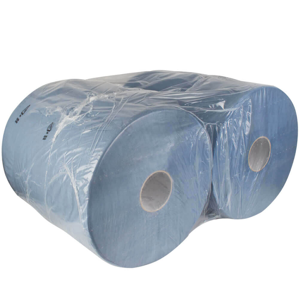 Rouleau de chiffons de nettoyage bleu, 2 plis, 36x34cm - 1000 feuilles (2 rouleaux)