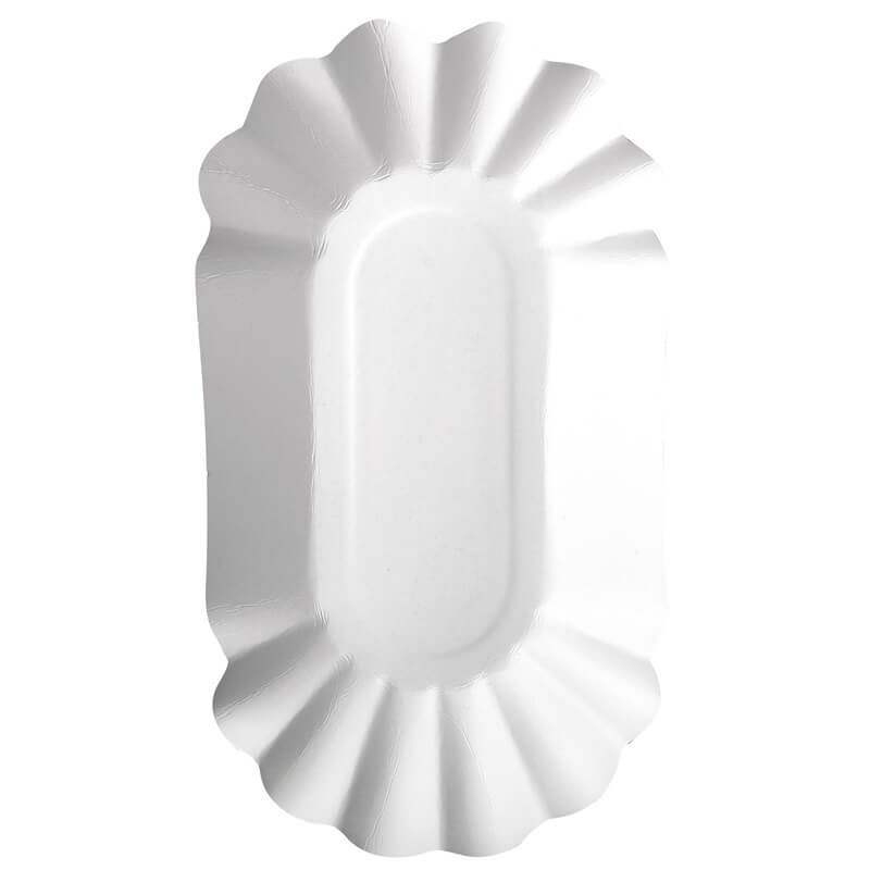 Barquette ovale, carton blanc pur - 10,5x20,0x3,5cm (1000 pcs.)