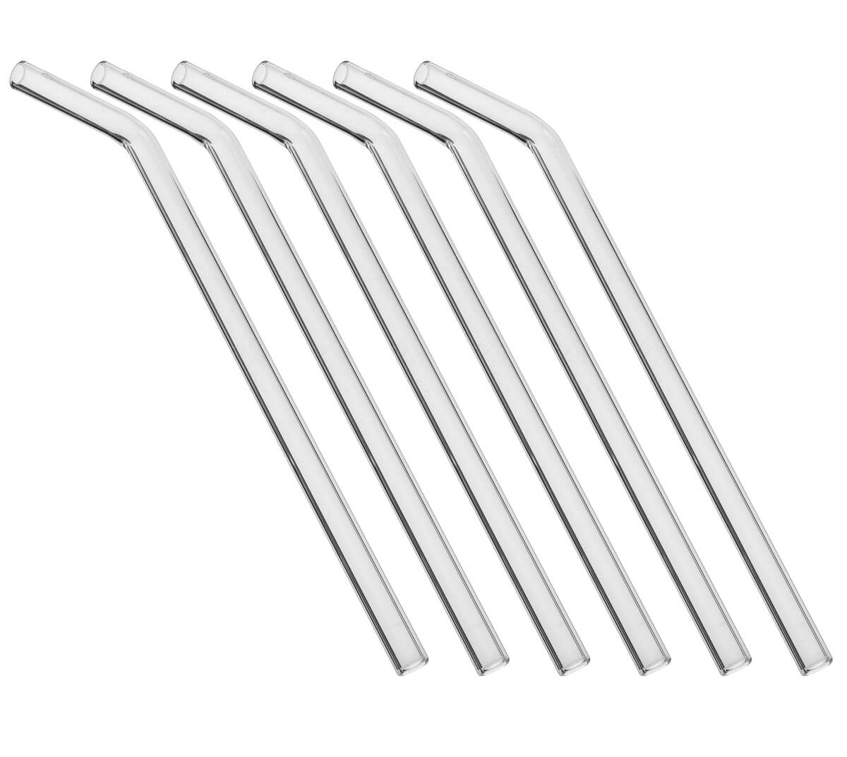 Pailles en verre courbées, 230x10mm (6 pcs + brosse de nettoyage)