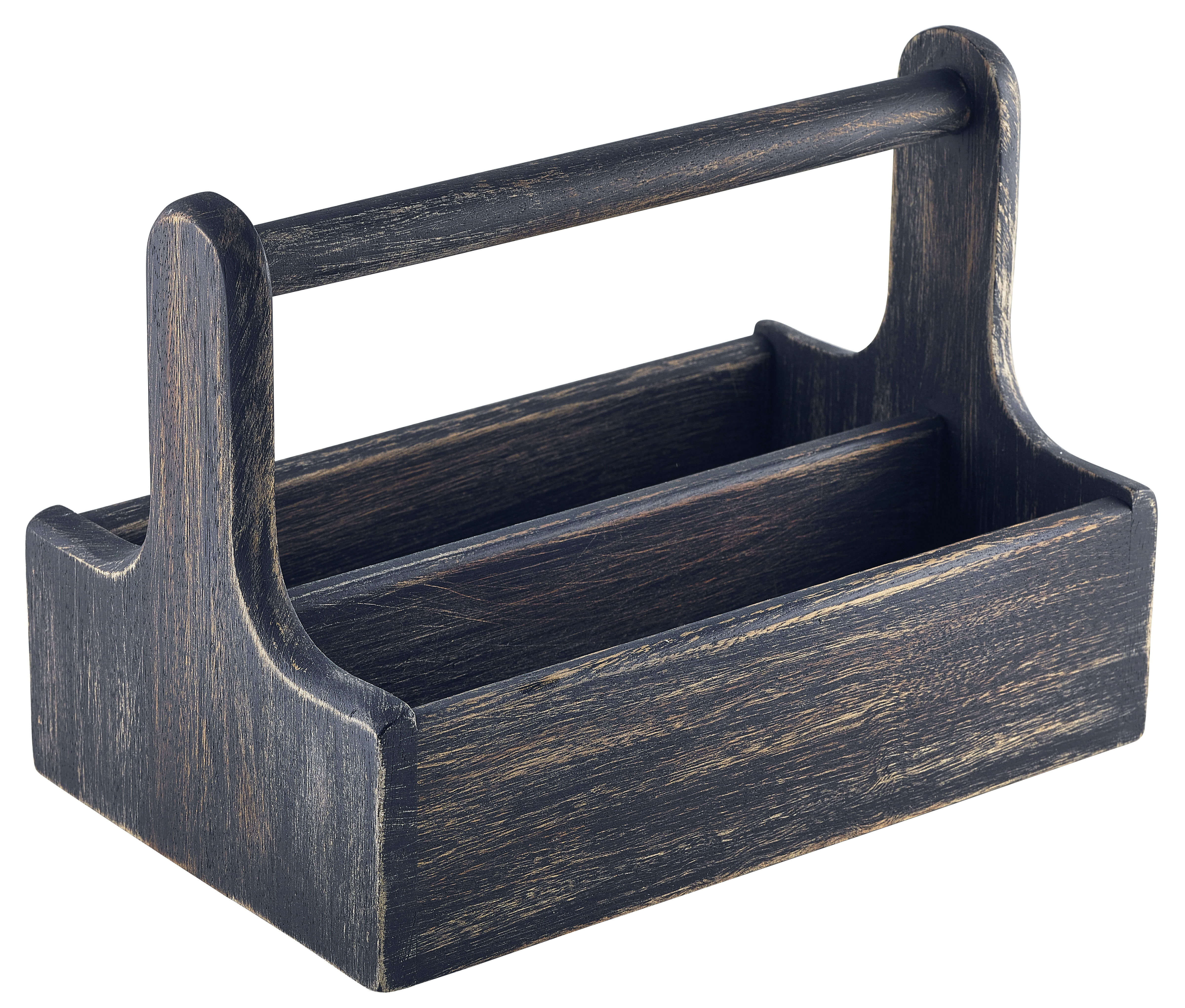 Table Caddy / Bar Organizer, bois, noir - 25x15,7x18