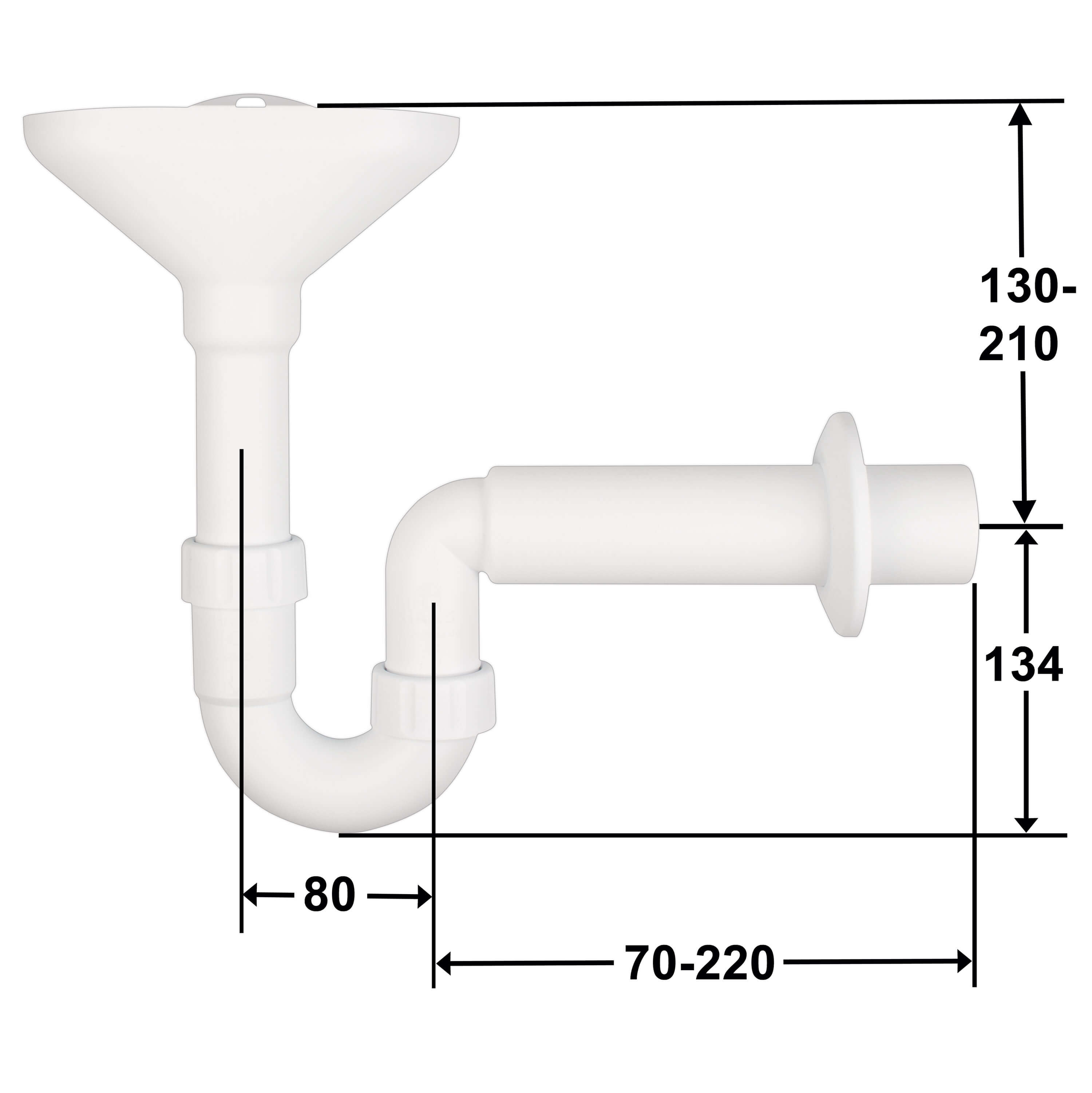 Siphon entonnoir DN50 PP blanc