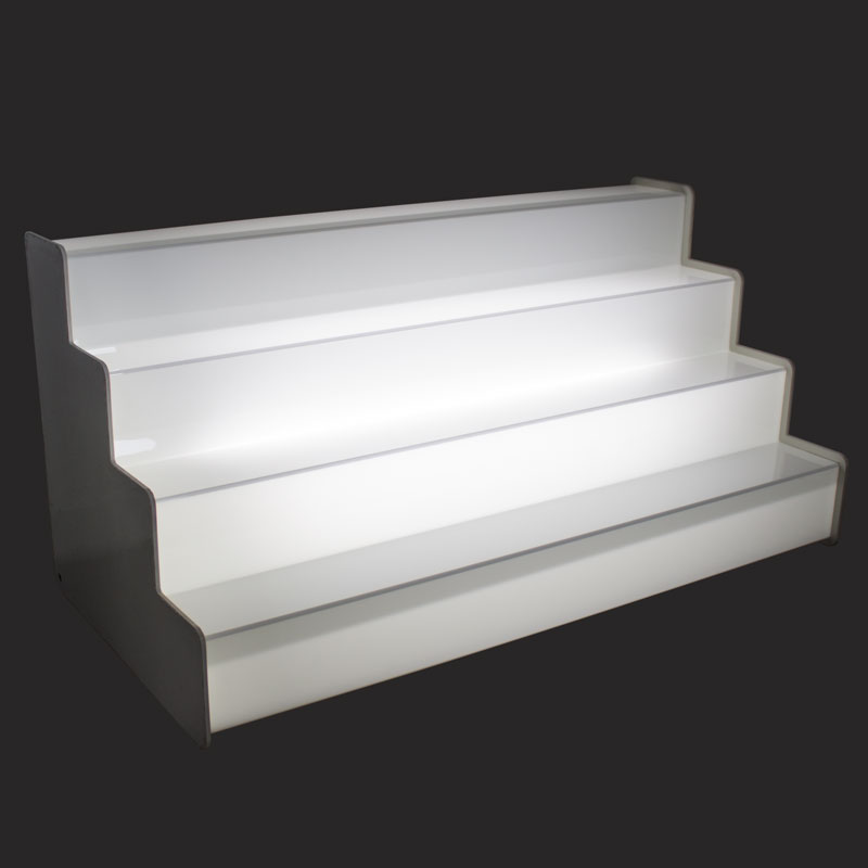 Présentoir à bouteilles en forme d'escalier 1000x440mm - LED blanc