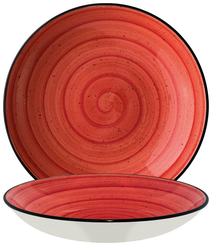 Bonna Aura Passion Bloom Assiette creuse 25cm rouge - 6 pièces