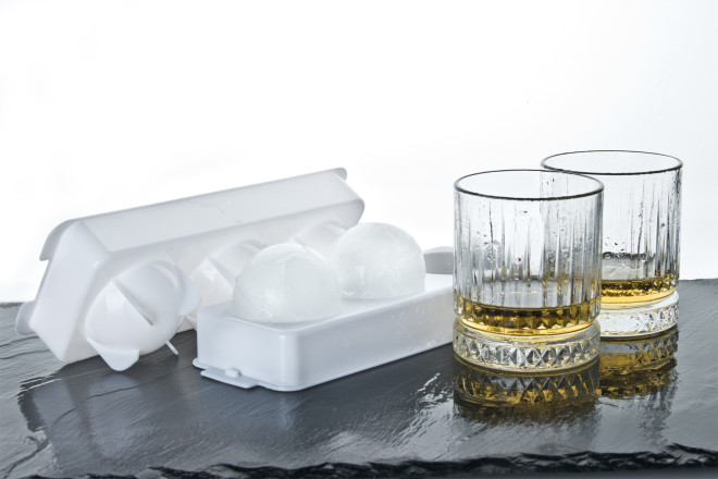 Whisky Ice Ball Set - 2 verres à whisky + bac à glaçons en forme de boule