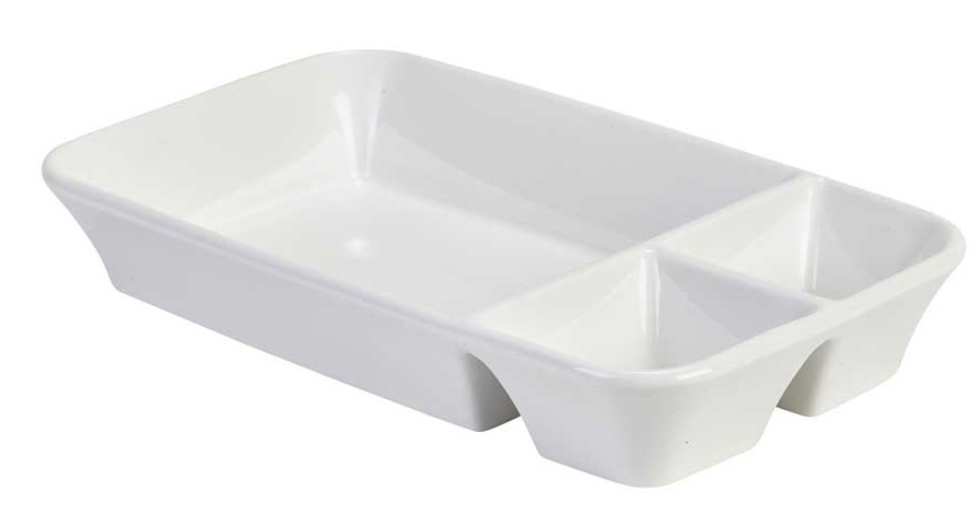 Plateau en trois parties, porcelaine, blanc (1 pce)