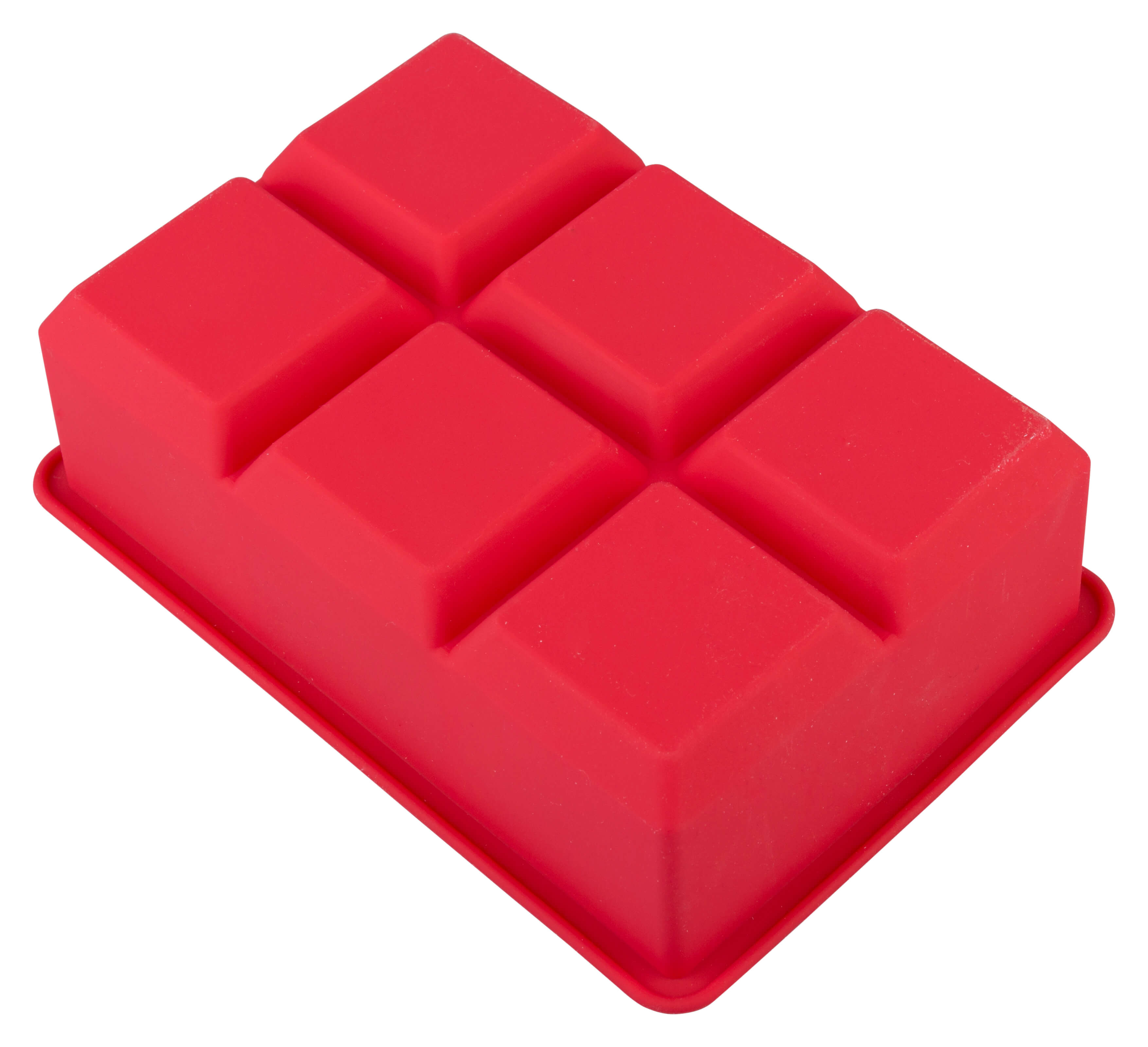 Moule à glaçons 6 Cubes, silicone, rouge - 4,5cm