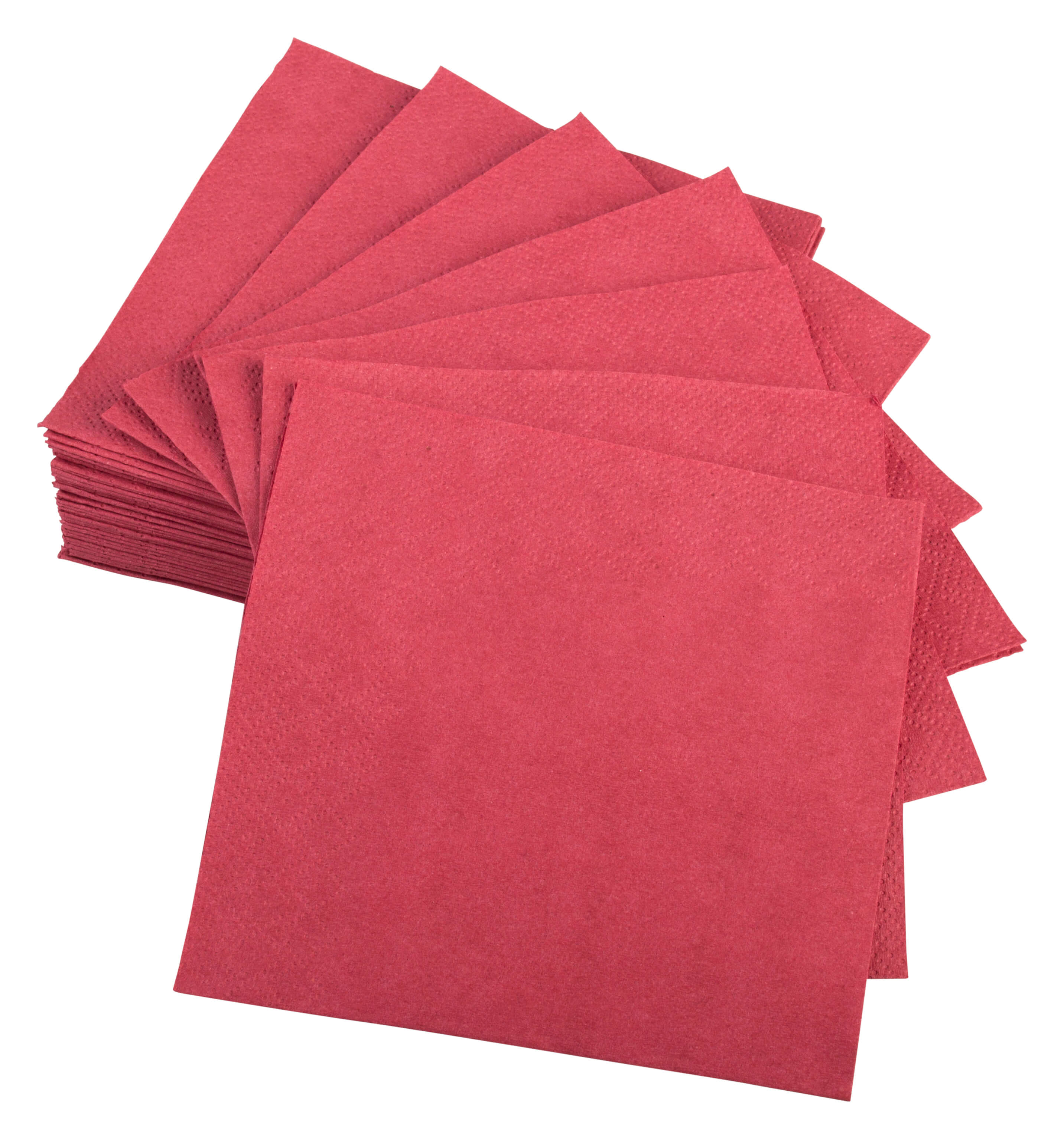 Serviettes cocktail, 24x24cm, 1/4 pli, 2 plis - bordeaux (300 pcs.)