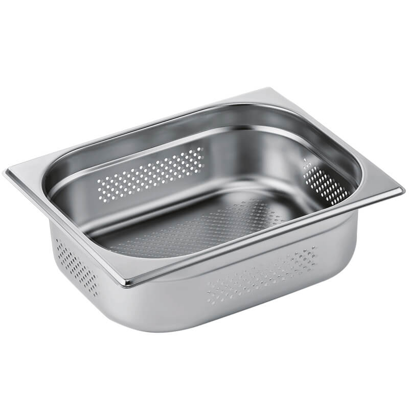 Récipients Gastro Norm perforés profondeur 100mm - Inox (GN 1/2)