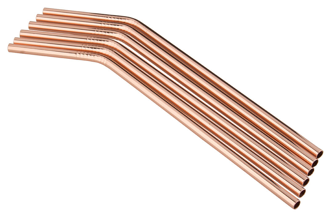 Pailles, acier inoxydable (5x230mm) - cuivre (6 pcs.)