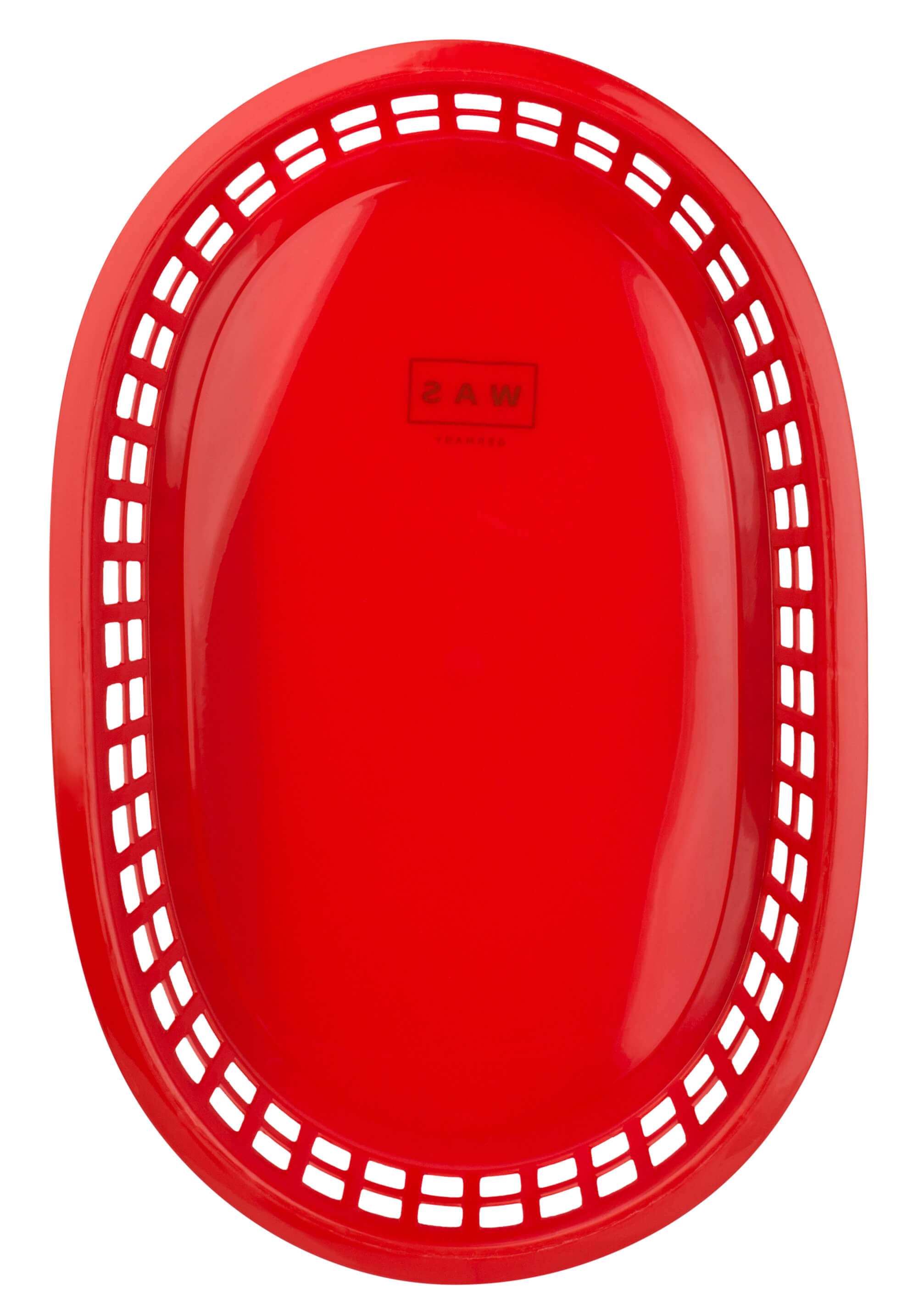 Corbeille de table rouge, PE, ovale - 27x17,5x3,5cm