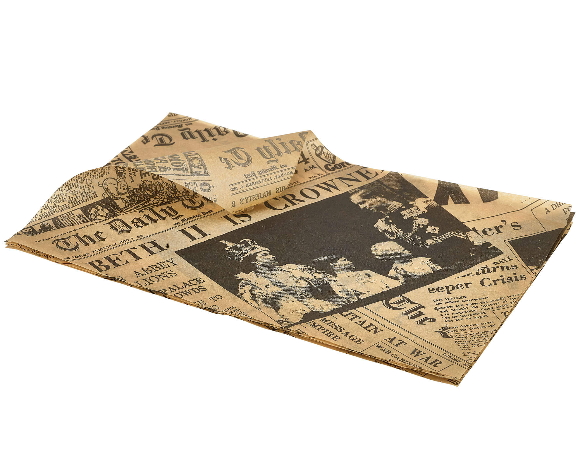 Papier d'emballage imperméable aux graisses, Newspaper brun - 35x25cm (1000 pcs.)