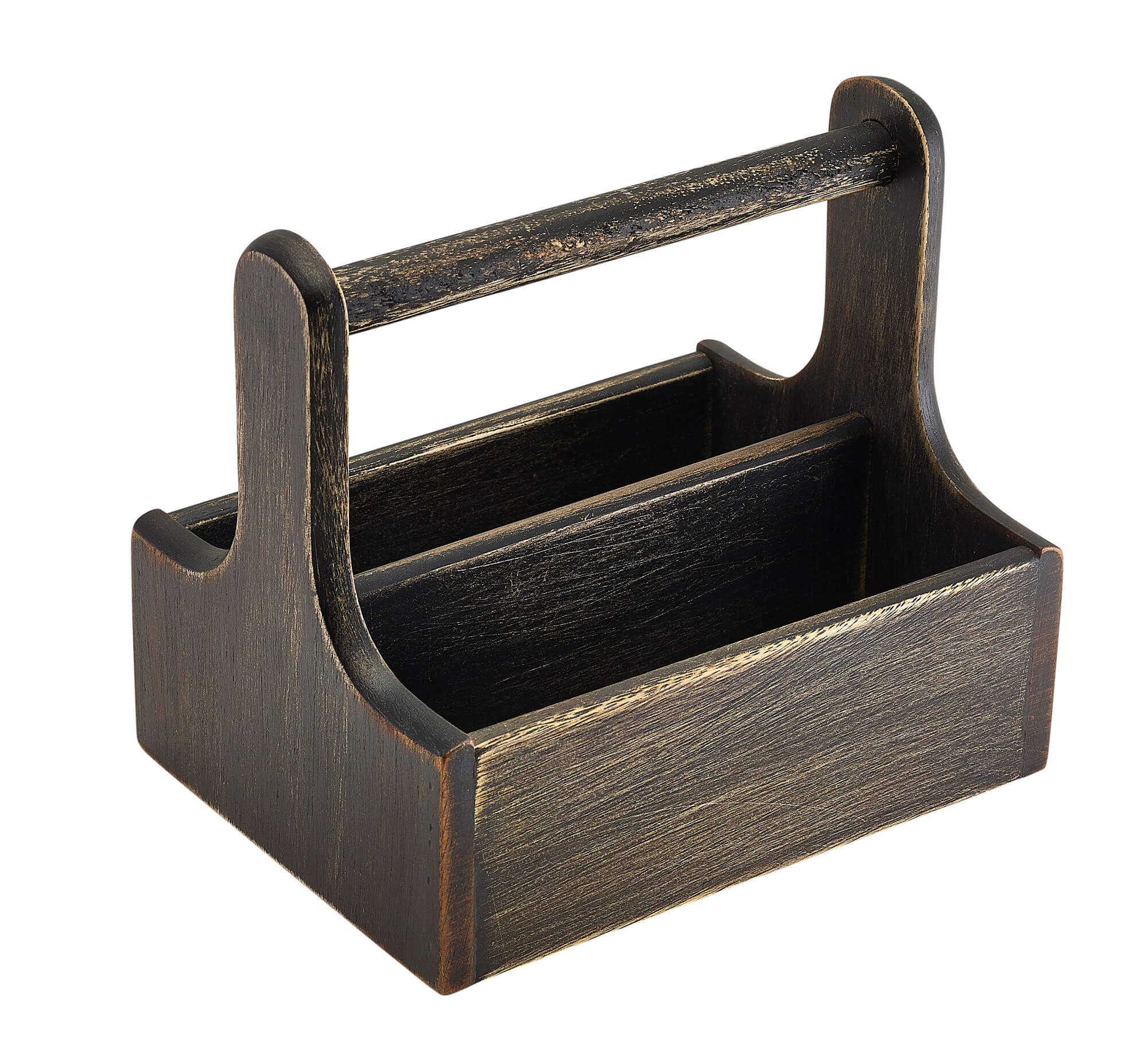 Table Caddy / Bar Organizer, bois, noir - 20x15,4x18cm