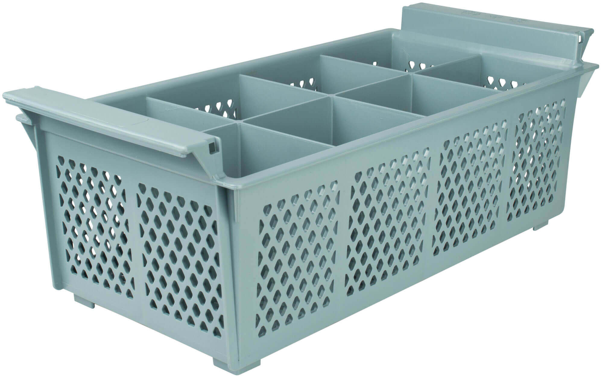 Panier de lavage pour couverts, PP plastique gris, empilable - 42,5x20,5x15cm