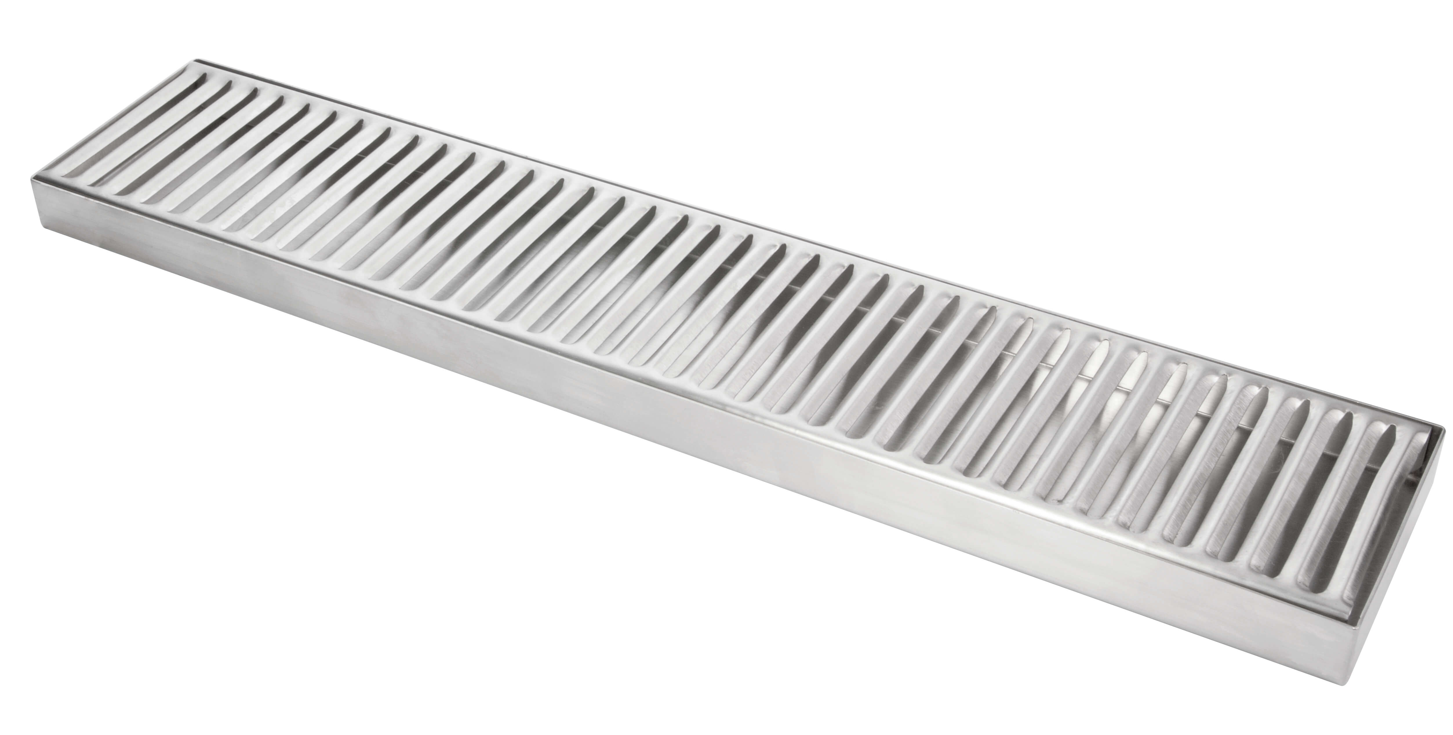 Tôle d'égouttage, inox avec grille - 2,5x10,5x50cm