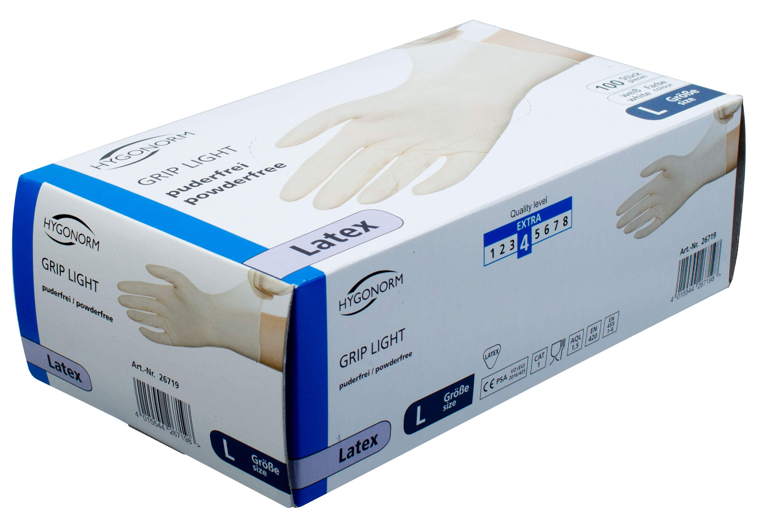 Gants en latex blanc, non poudrés - L (100 pcs)