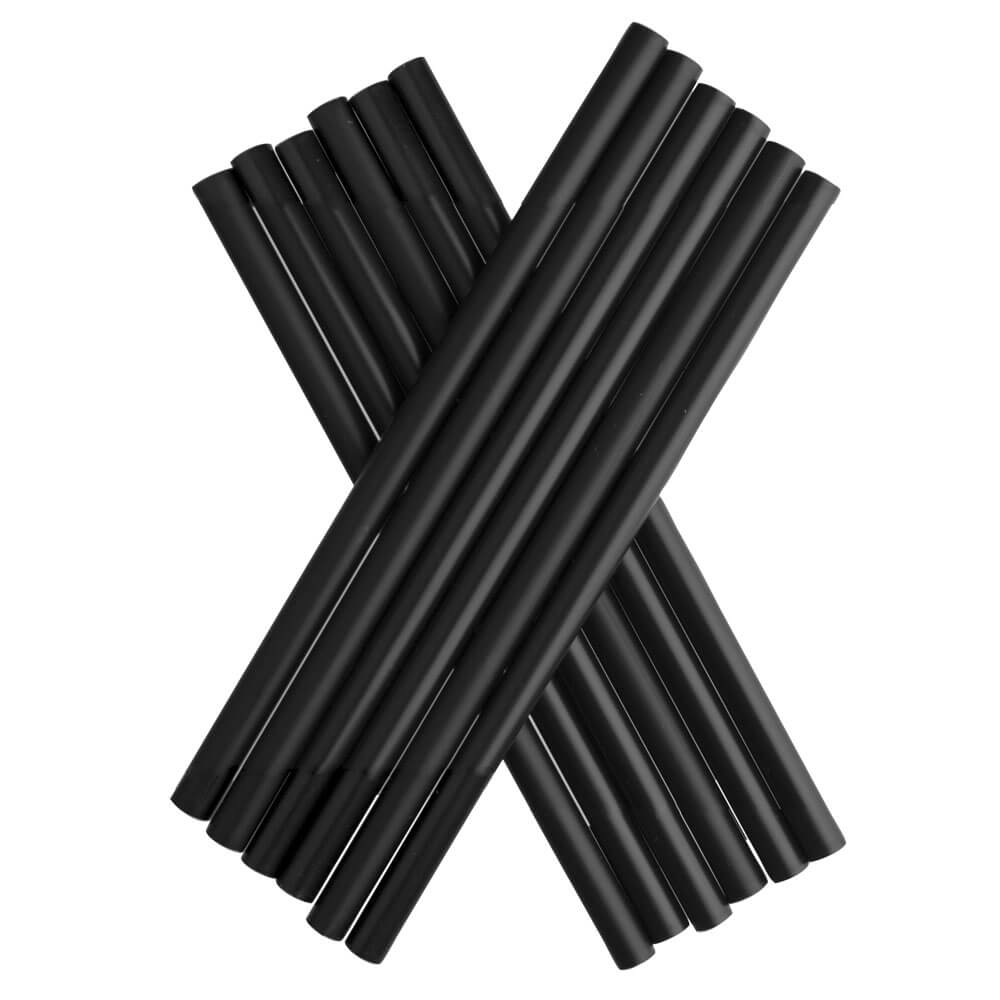 Pailles, plastique réutilisable (7x150mm) - noir (135 pcs)