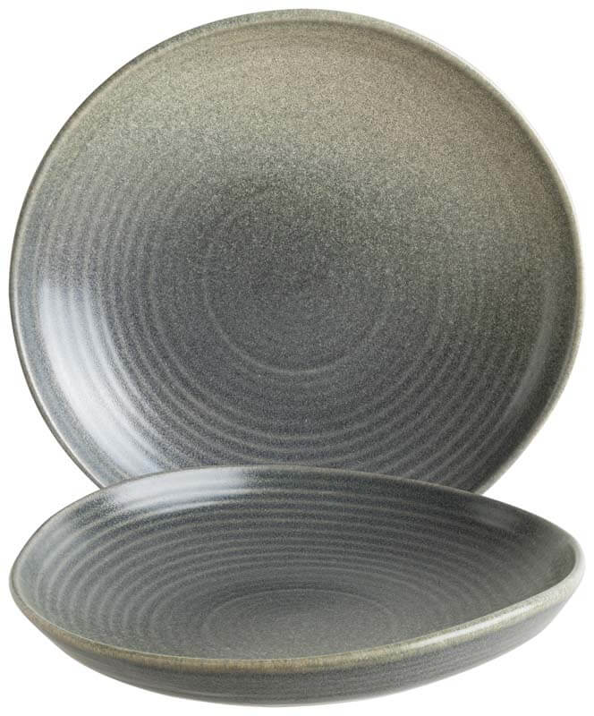 Bonna Hornfels Assiette creuse Ripple 26cm gris - 6 pièces